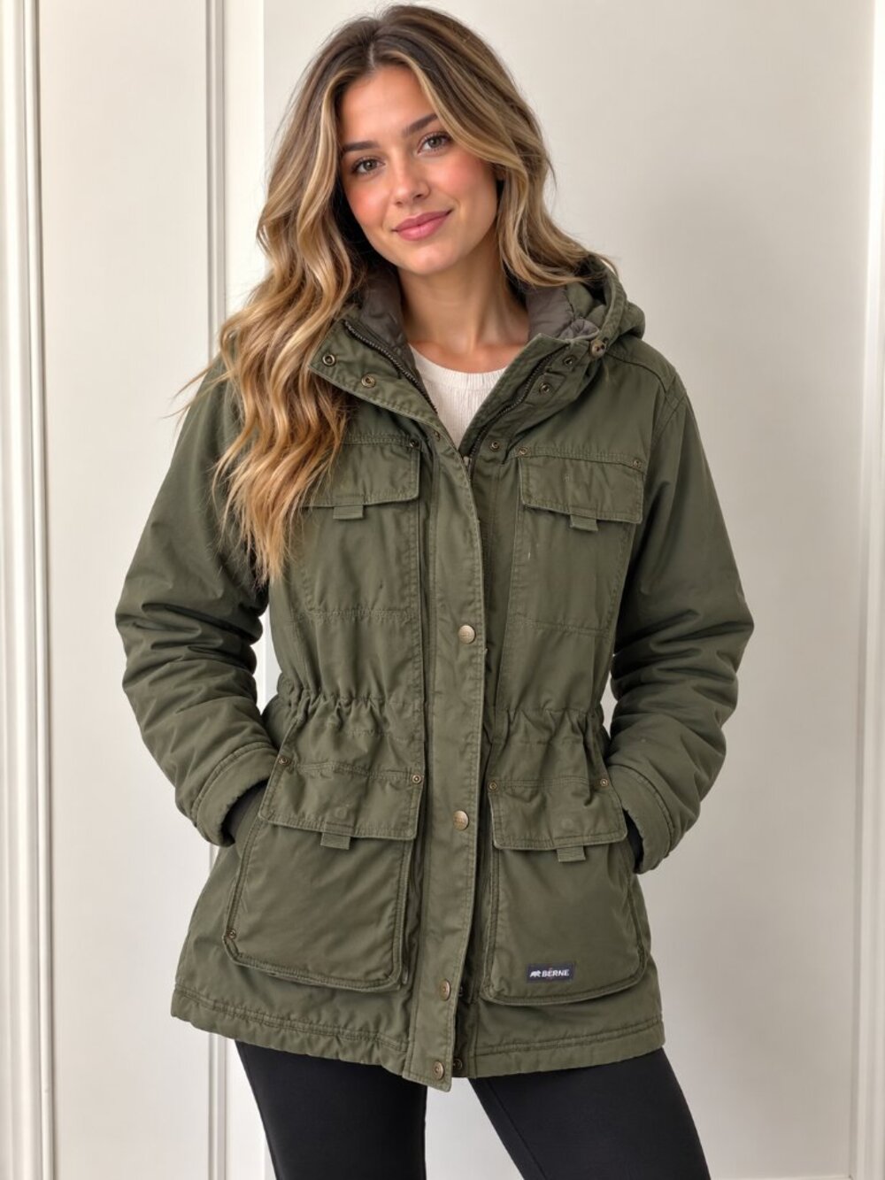 Berne Olive Utility Jacket with Hood